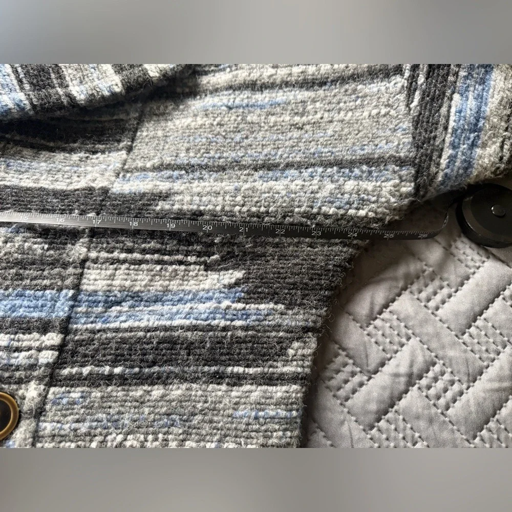 prAna Wool Blend Shawl Collar Pea‎ Coat Gray Blue Women's Small Relaxed Fit